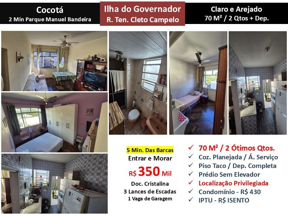 Apto Ilha do Governador Cocotá Cleto Campelo 70M²