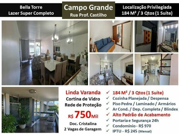 Apto Campo Grande Bella Torre 184M²