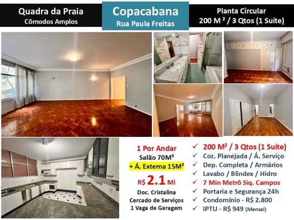 Apto Copacabana Paula Freitas 200M²