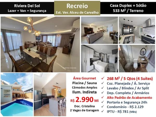 Casa Recreio Riviera Del Sol 268M²