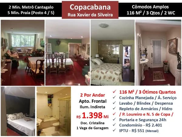 Apto Copacabana Xavier da Silveira 116M²