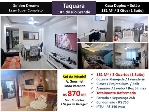 Casa JPA Taquara Golden Dreams 181M²