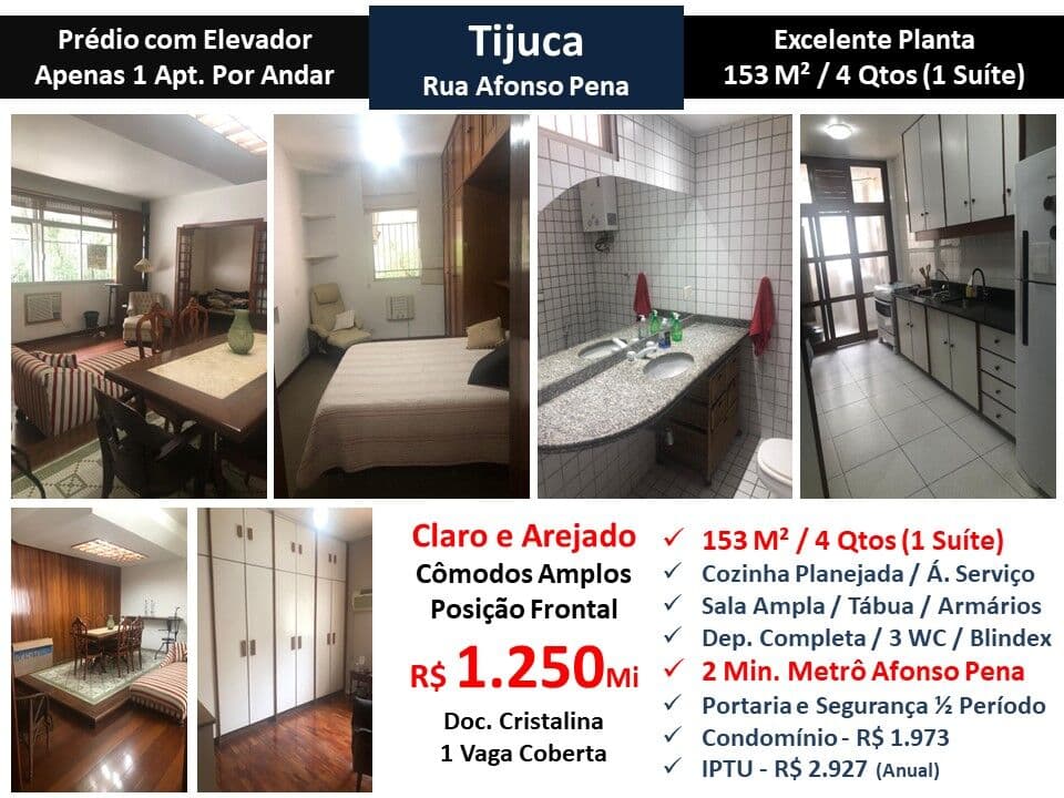 Apto Tijuca Afonso Pena 153M² 2