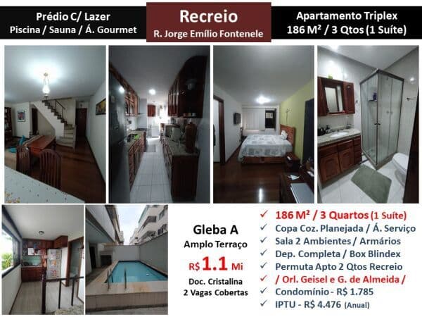 Apto Recreio Gleba A Jorge Emílio Fontenele 186M²