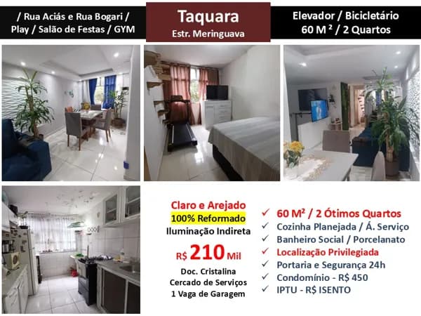 Apto JPA Taquara Meringuava 60M² 2