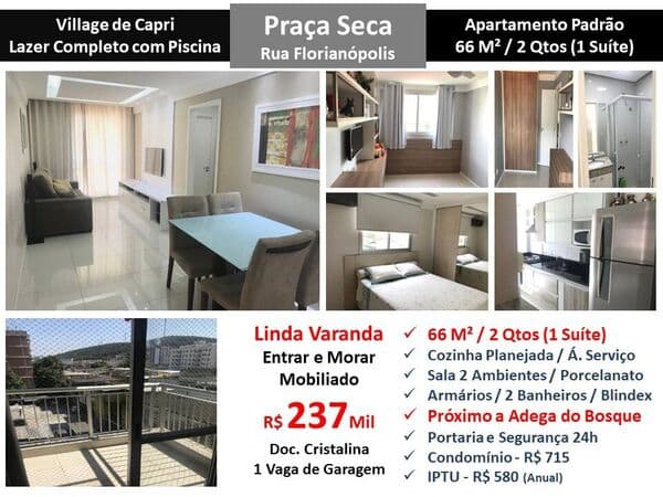 Apto JPA Praça Seca Florianópolis Village Capri 66M² 2