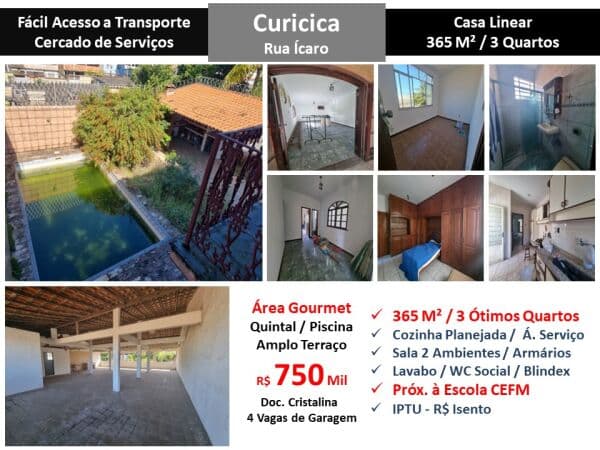 Casa JPA Curicica Ícaro 365M² Linear