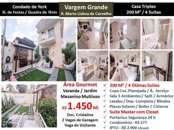 Casa Vargem Grande Condado de York 200M² 2