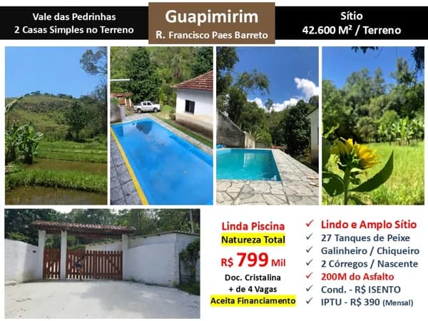 Sítio Guapimirim Vale das Pedrinhas 42600M²