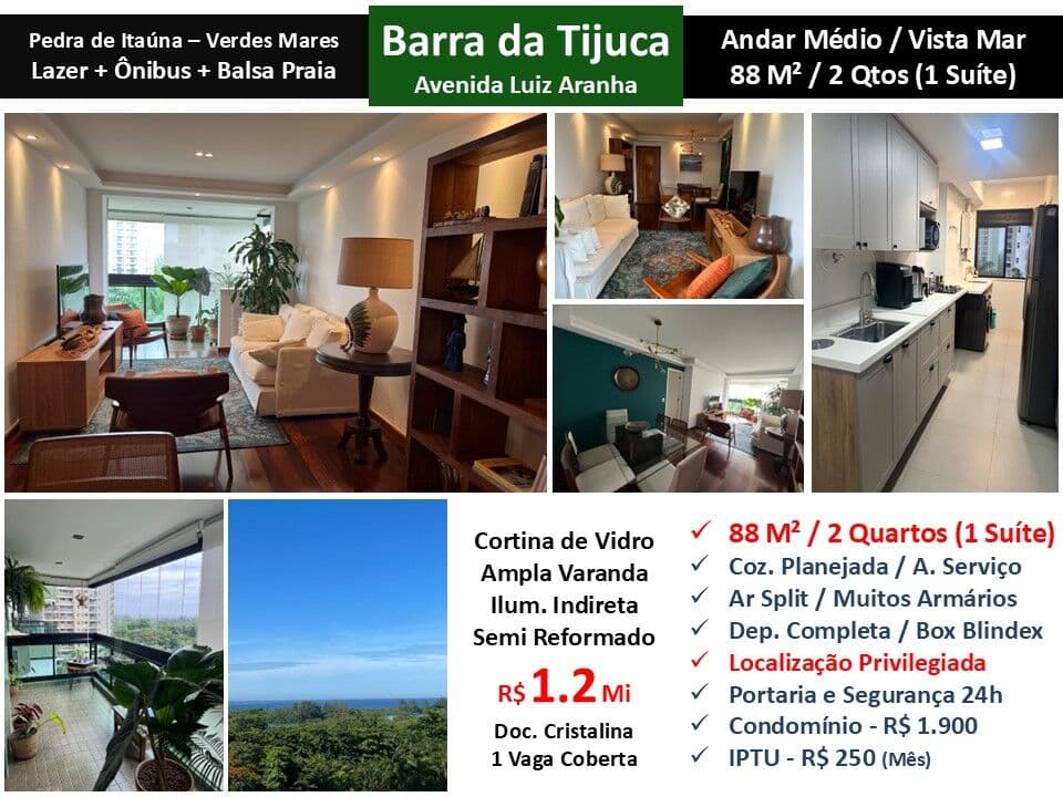 Apto Barra da Tijuca Pedra de Itaúna Verdes Mares 88M²