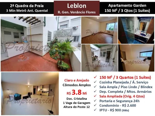Apto Leblon Gen. Venâncio Flôres 150M² Garden