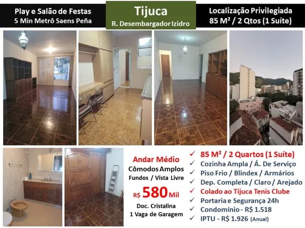 Apto Tijuca Des. Izidro 85M²