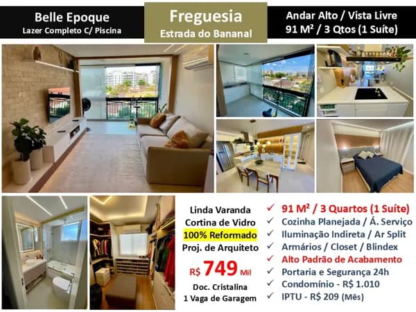 Apto JPA Freguesia Bananal Belle Epoque 91M²