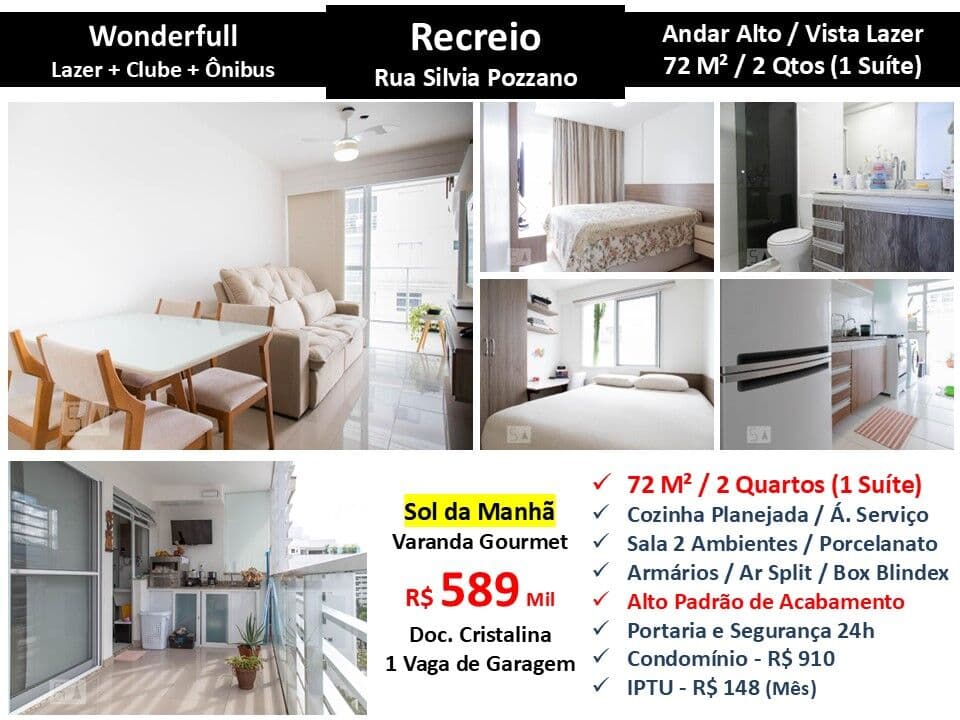 Apto Recreio Zico Wonderfull 72M²