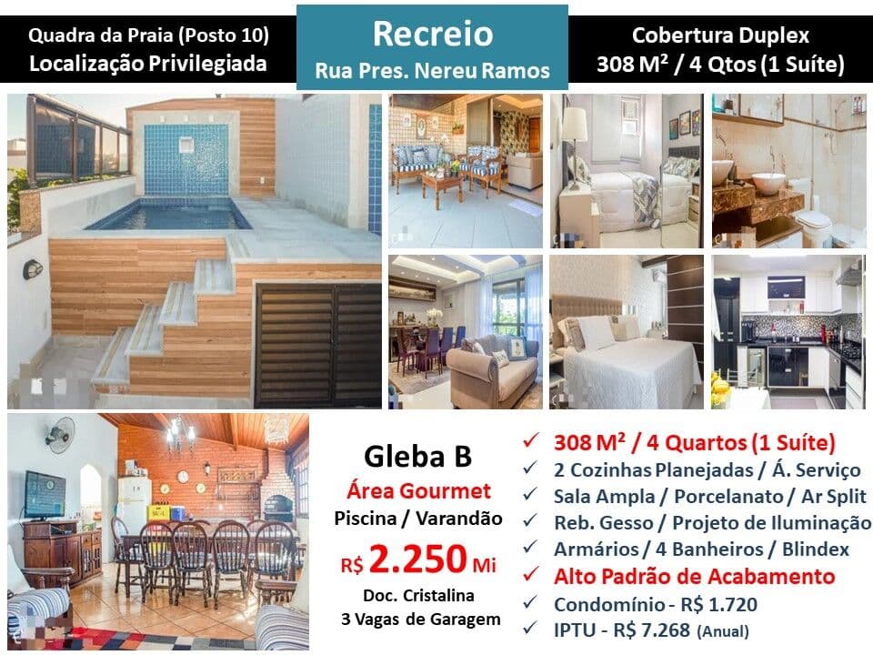 Cob Recreio Gleba B Praia Nereu Ramos 308M²