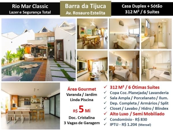 Casa Barra da Tijuca Rio Mar 312M²