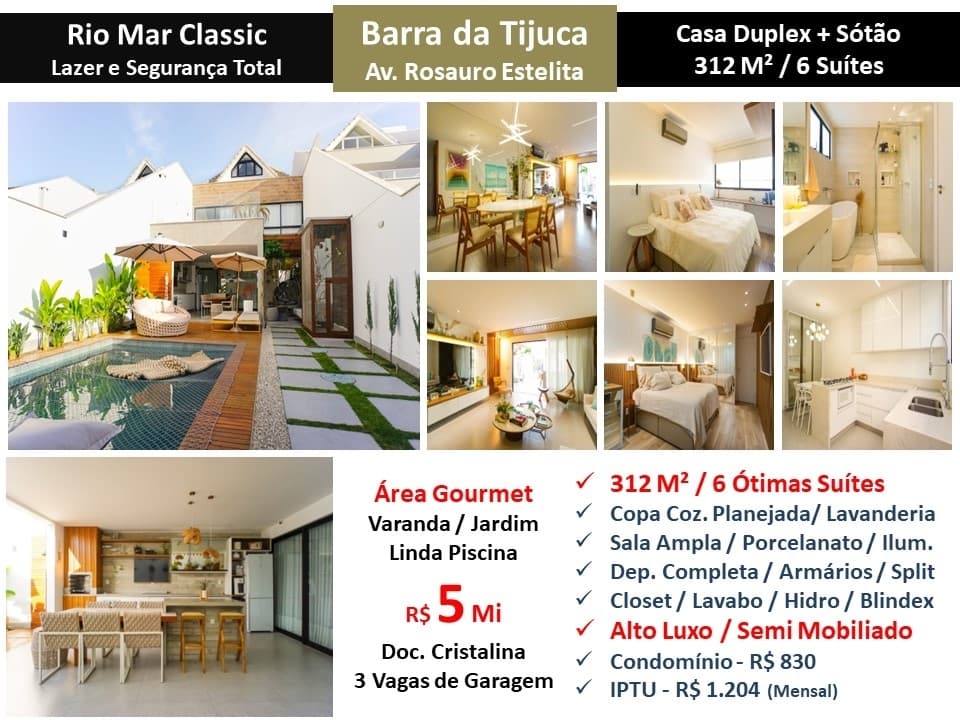 Casa Barra da Tijuca Rio Mar 312M²