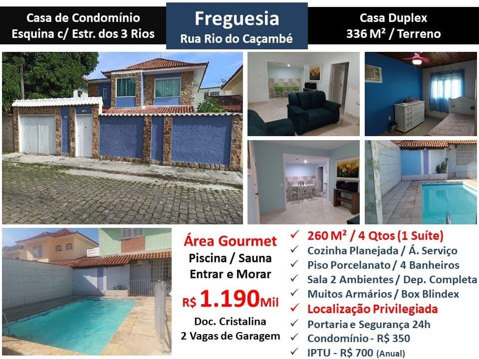 Casa JPA Freguesia Rio do Caçambé 260M²