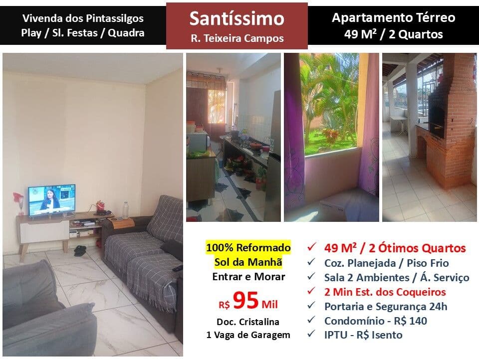Apto Santíssimo Vivenda dos Pintassilgos 49M² Garden