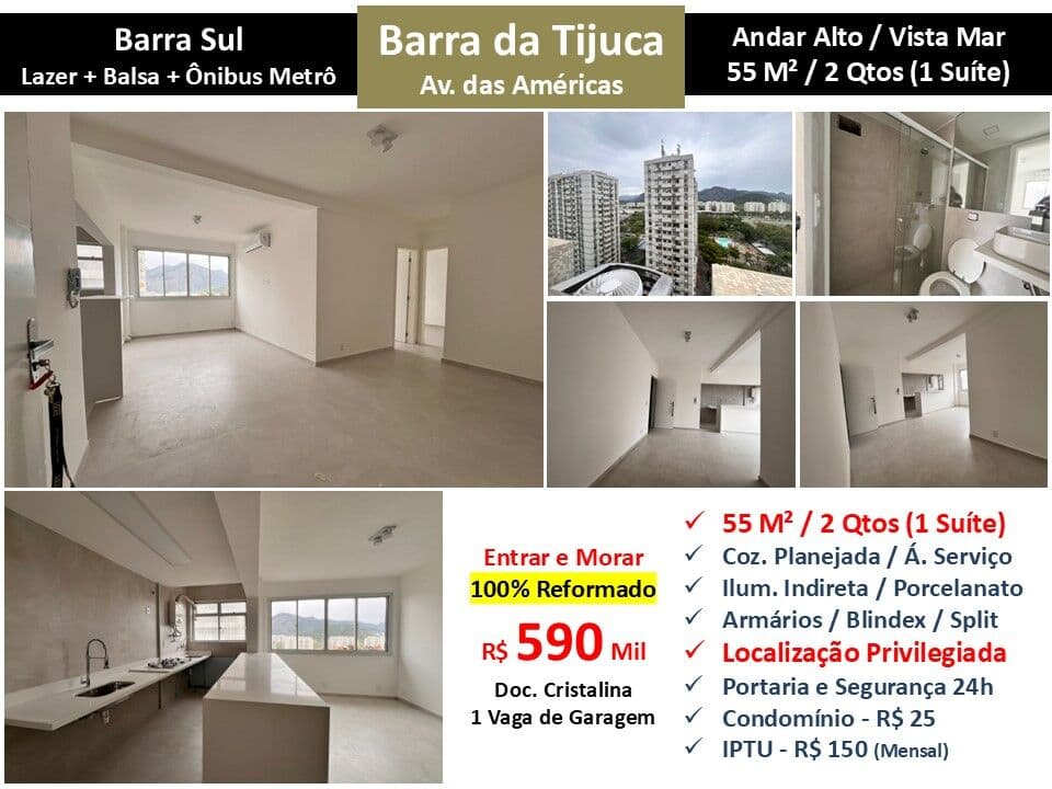 Apto Barra da Tijuca Barra Sul 55M²