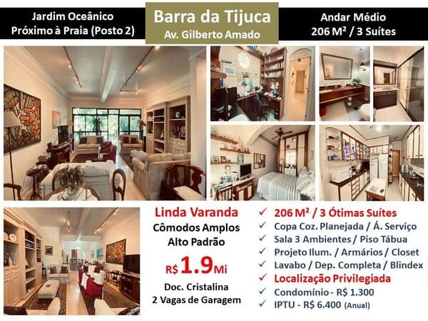Apto Barra da Tijuca JO Gilberto Amado 206M²