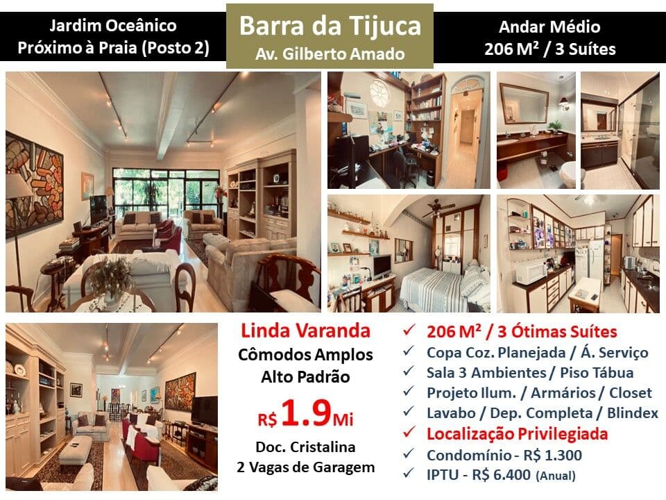 Apto Barra da Tijuca JO Gilberto Amado 206M²