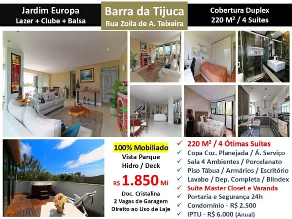 Cob Barra da Tijuca Jardim Europa 220M²