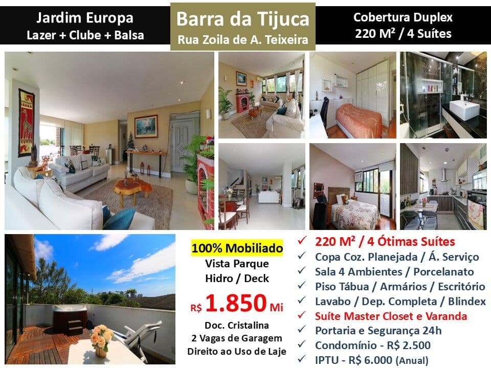 Cob Barra da Tijuca Jardim Europa 220M²