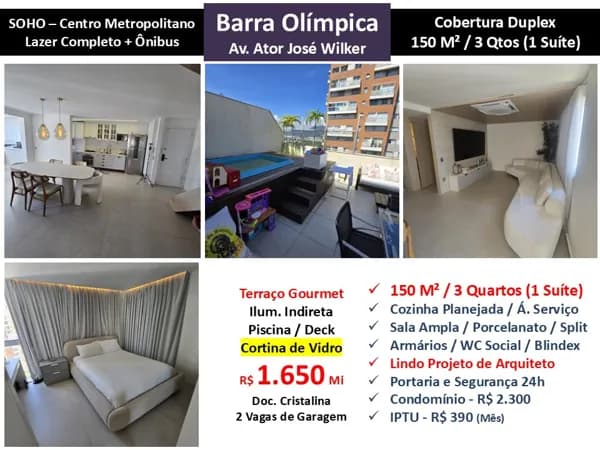 Cob Barra Olímpica Soho Centro Metropolitano 150M²