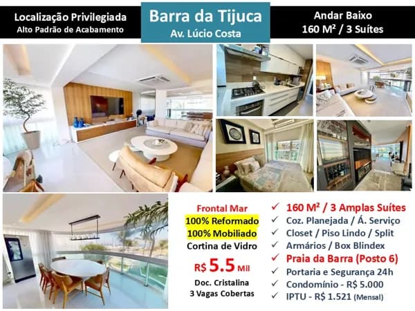 Apto Barra da Tijuca Lúcio Costa Praia 160M²
