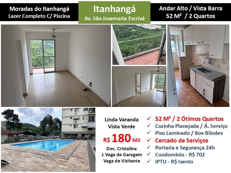 Apto Barra da Tijuca Itanhangá Moradas do Itanhangá 52M²