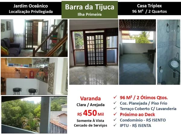 Casa Barra da Tijuca Ilha da Gigóia Primeira 96M²