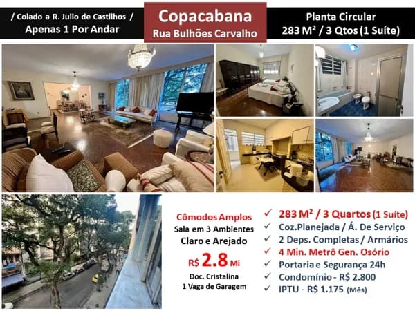 Apto Copacabana Bulhões de Carvalho 283M²