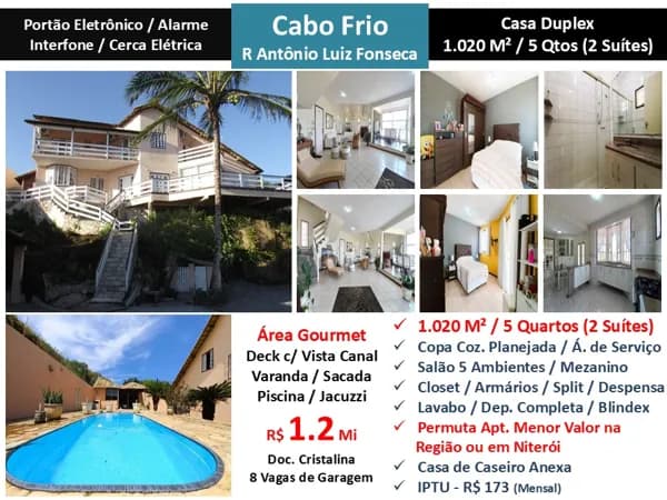 Casa Cabo Frio Antônio Luiz Fonseca 1020M²