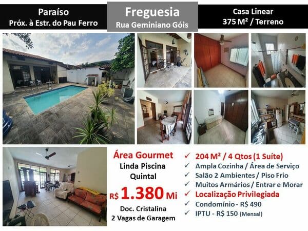 Casa JPA Freguesia Paraiso 204M² Linear