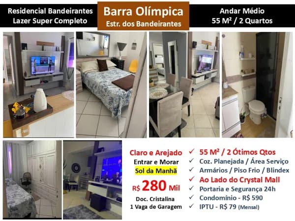 Apto Barra da Tijuca Camorim Residencial Bandeirantes 55M² 2