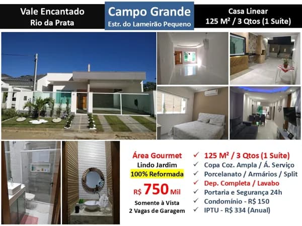 Casa Campo Grande Vale Encantado 125M² Linear