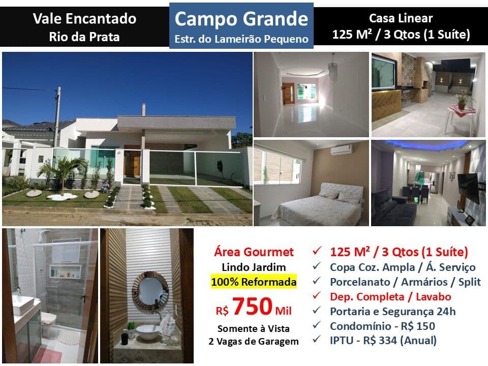Casa Campo Grande Vale Encantado 125M² Linear