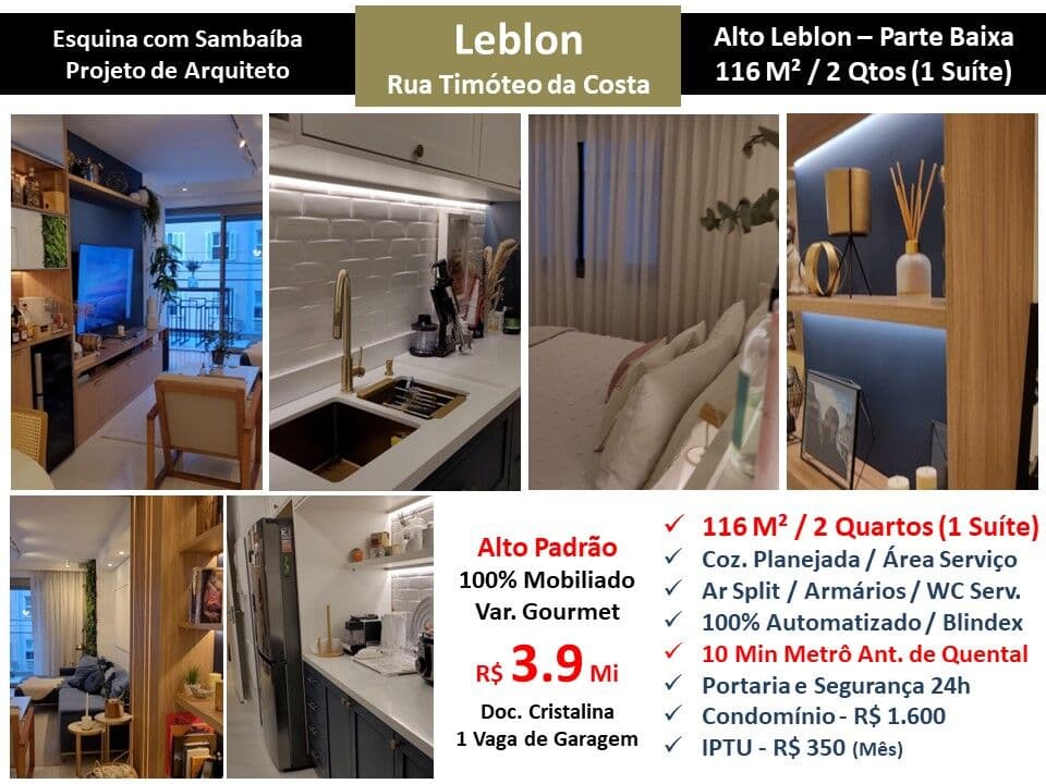 Apto Leblon Alto Leblon Timóteo da Costa 116M² 2