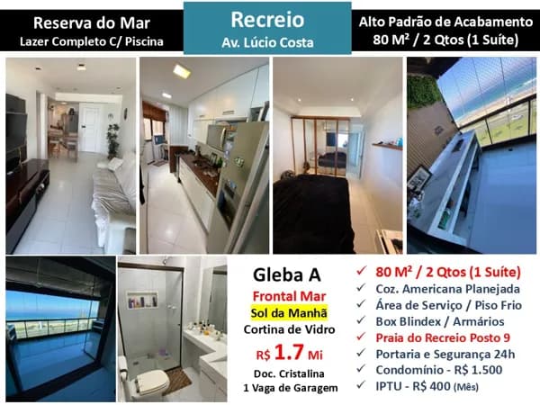 Apto Recreio Praia Reserva do Mar 80M²