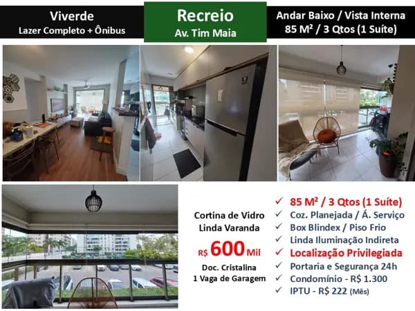 Apto Recreio Zico Viverde 85M²