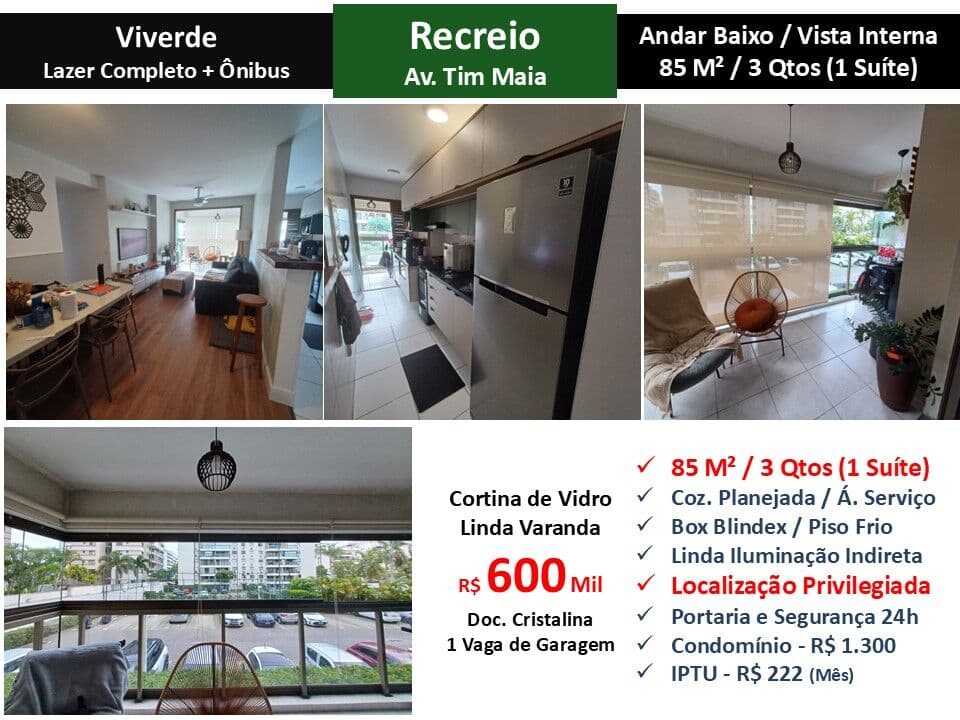 Apto Recreio Zico Viverde 85M²