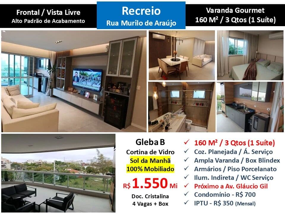 Apto Recreio Gleba B Murilo de Araujo 160M²