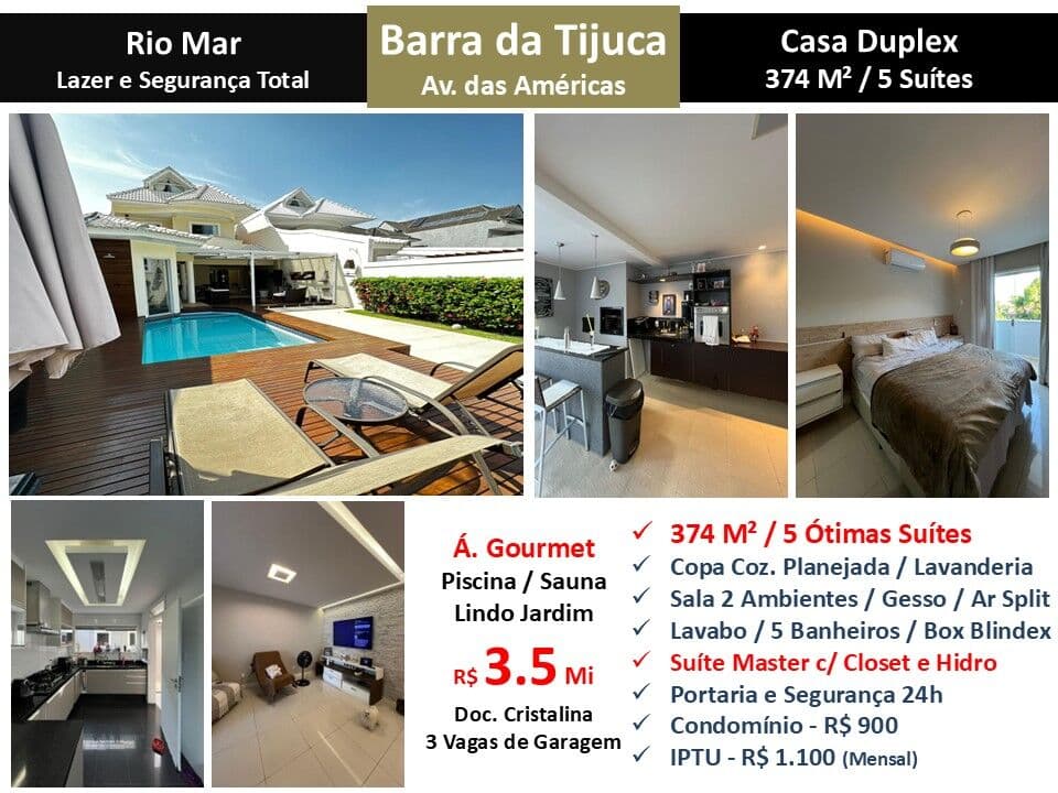 Casa Barra da Tijuca Rio Mar 374M²
