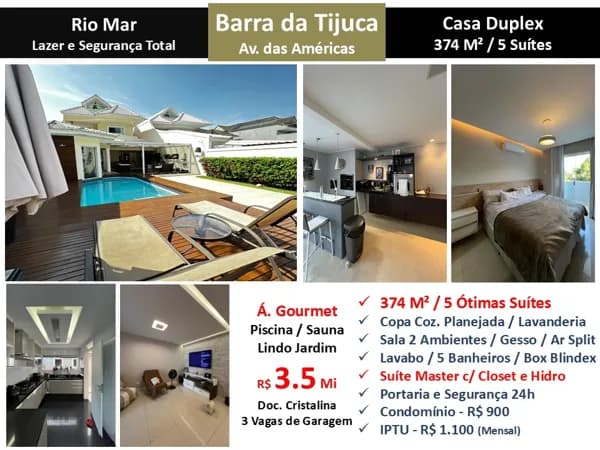 Casa Barra da Tijuca Rio Mar 374M²