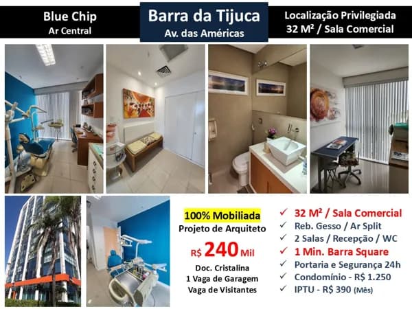 Sala Barra da Tijuca Blue Chip 32M²