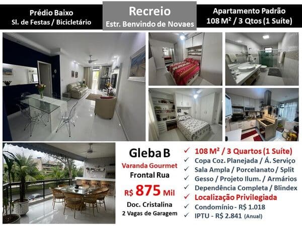 Apto Recreio Gleba B Benvindo de Novaes 130M²