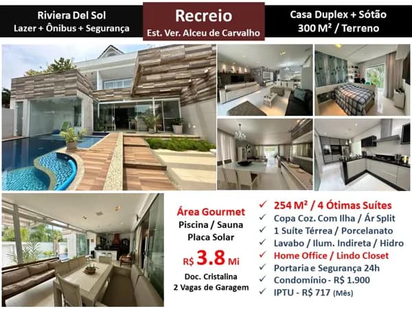 Casa Recreio Riviera Del Sol 245M²