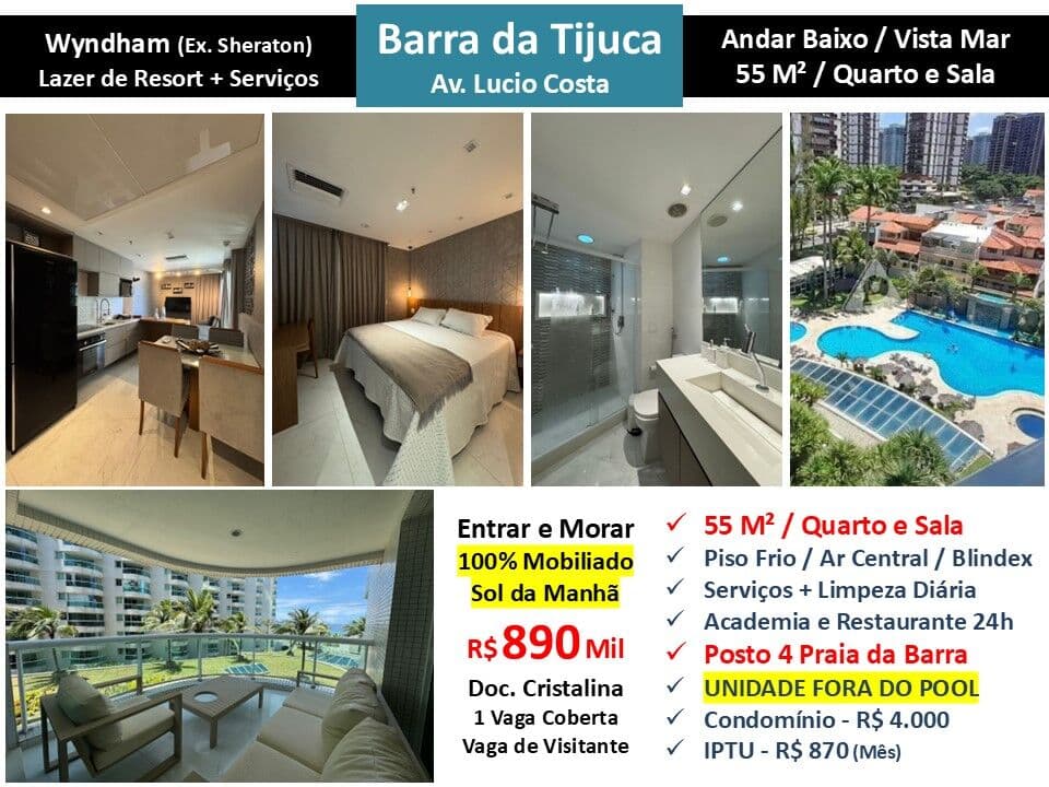 Apto Barra da Tijuca Praia Sheraton Whyndham 55M²