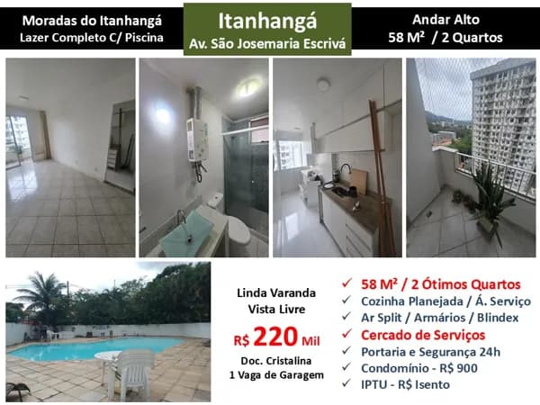Apto Barra da Tijuca Itanhangá Moradas do Itanhangá 58M² 2